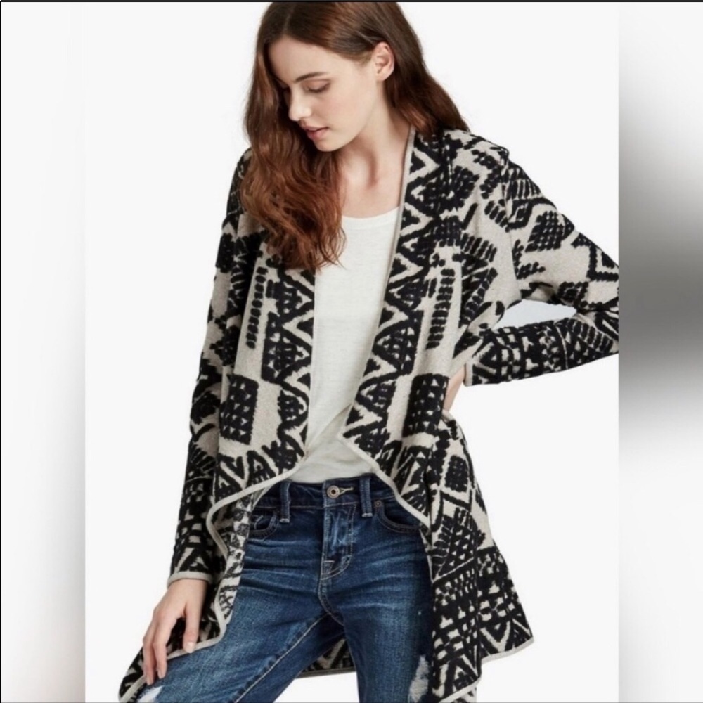 Lucky Brand Aztec Open Front Wrap Cardigan